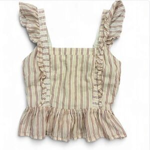 JAPNA Striped Ruffle Sleeve tank top small